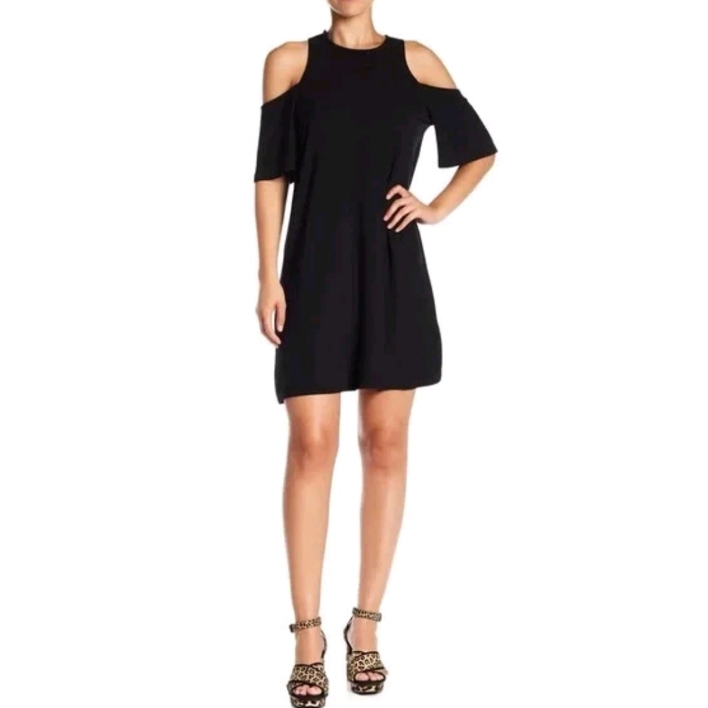 Cupcakes And Cashmere Cold Shoulder Black Dress Xs Stretch Viscose Nwt